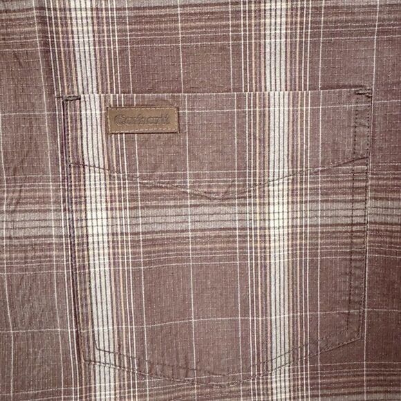 Carhartt Men’s XL Plaid Button-Up Shirt 100% Cotton Dark Brown Check Workwear - Picture 3 of 5
